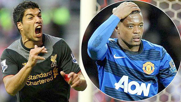 Suarez bị buộc phải bắt tay Evra Suarez bị buộc phải bắt tay Evra