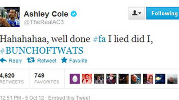 Ashley Cole xin lỗi vì chửi FA trên Twitter