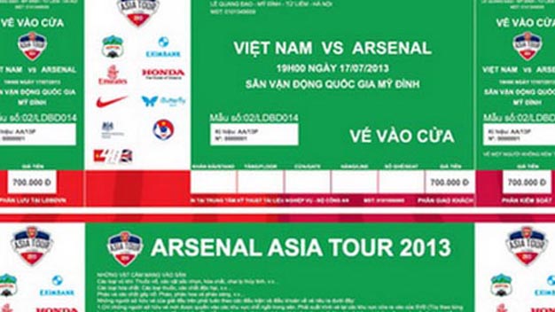 Trận ĐTVN - CLB Arsenal: Ngày 4/7 trả vé qua đường công văn