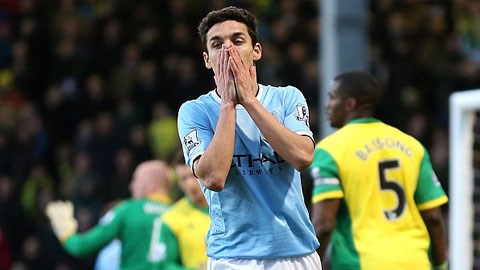 Norwich 0-0 Man City: Nỗi thất vọng Man City