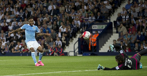 Sterling không có duyên ghi bàn vào lưới West Brom trong ngày hôm nay