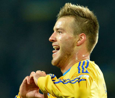 Tiền đạo Andriy Yarmolenko (Nga): 4 bàn/875 phút