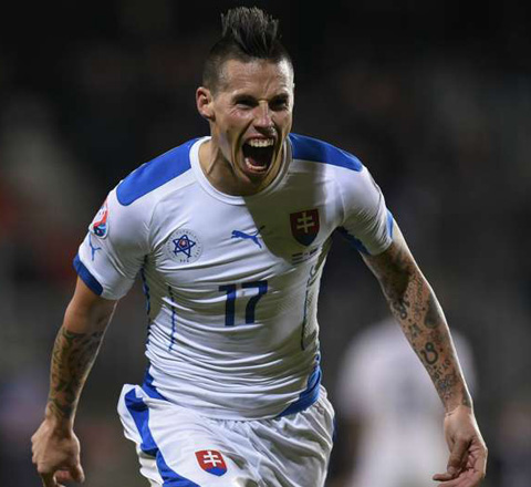 Tiền vệ Marek Hamsik (Slovakia): 5 bàn/861 phút